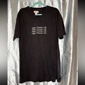 Black V-Neck Graphic Pajama Top